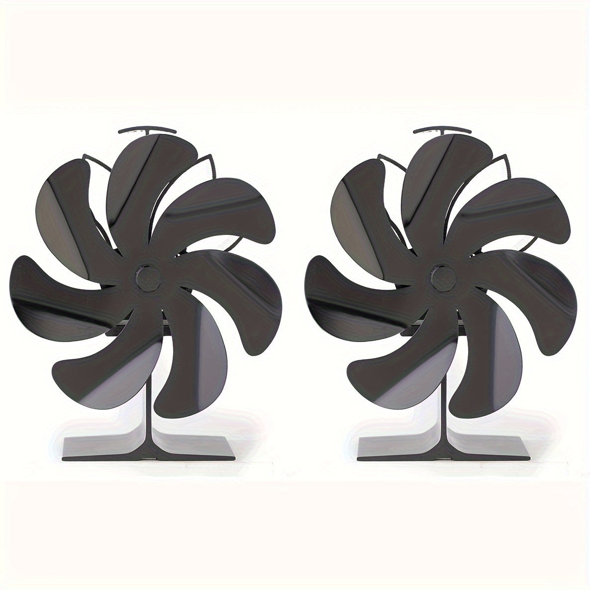 Dual-Head 7-Blade Wall Mount Wood Stove Fan Heat Powered Remote Control