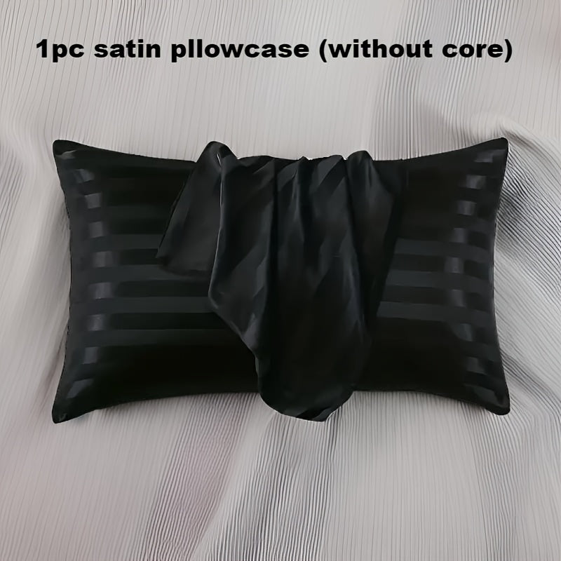 White Striped Satin Pillowcase Hypoallergenic Breathable Stain-Resistant