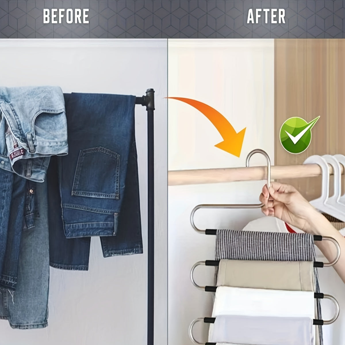 5-Layer Stainless Steel Non-Slip Pants Hanger Set for Home 36.98cm