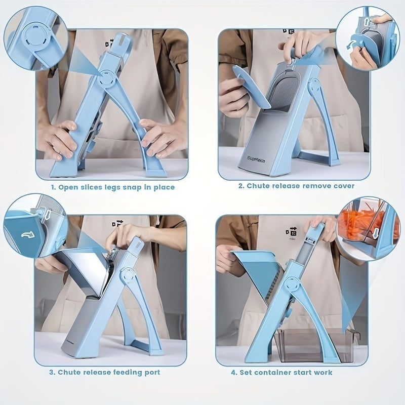 Stainless Steel Mandoline Slicer with Adjustable Thickness and Julienne Blade