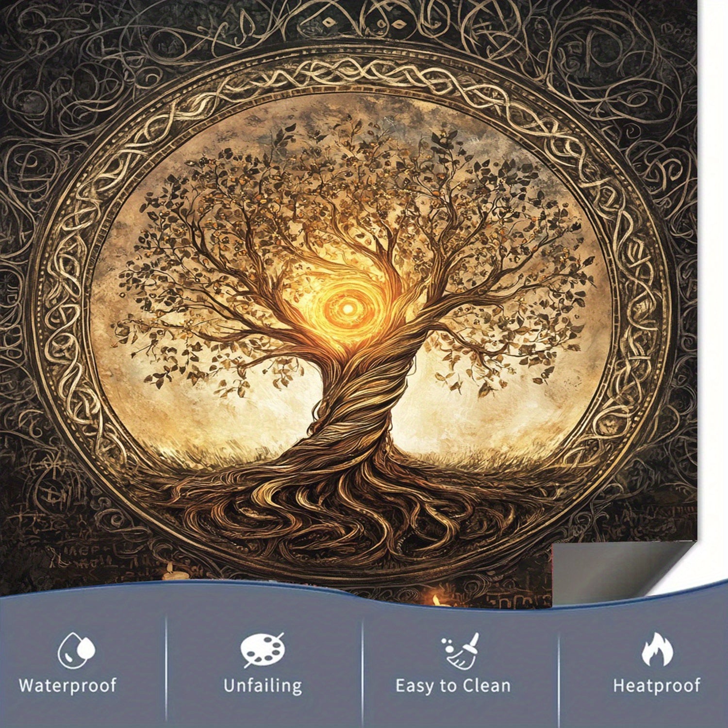 Magnitli idish-tovoq yopishqoq stiker, suv o'tkazmaydigan, issiqlikka chidamli, metall paneli, daraxt dizayni