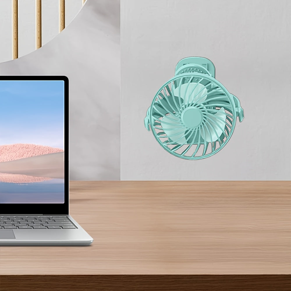 Portable USB Desk Fan Rechargeable High-Speed Airflow Modern Plastic Compact