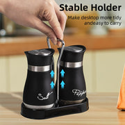 Glass Bottom Salt and Pepper Shaker Set with Stainless Steel Lids for Kitchen Dining Camping