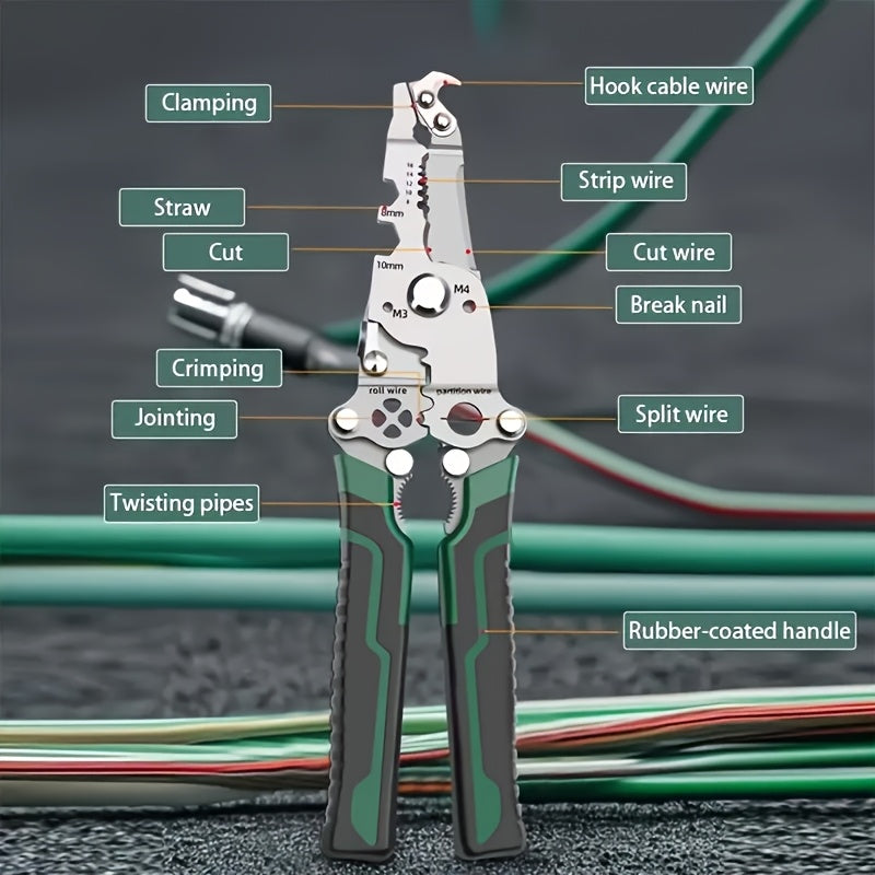 Multifunctional Foldable Wire Stripper Cutter with Hook Knife Screwdriver and Wrench