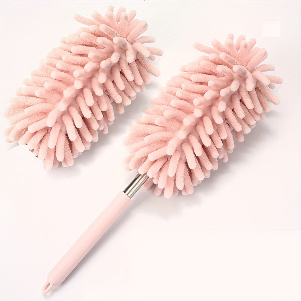 Мини-набор для очистки автомобиля с выдвижной ручкой, микрофибровыми сменными насадками