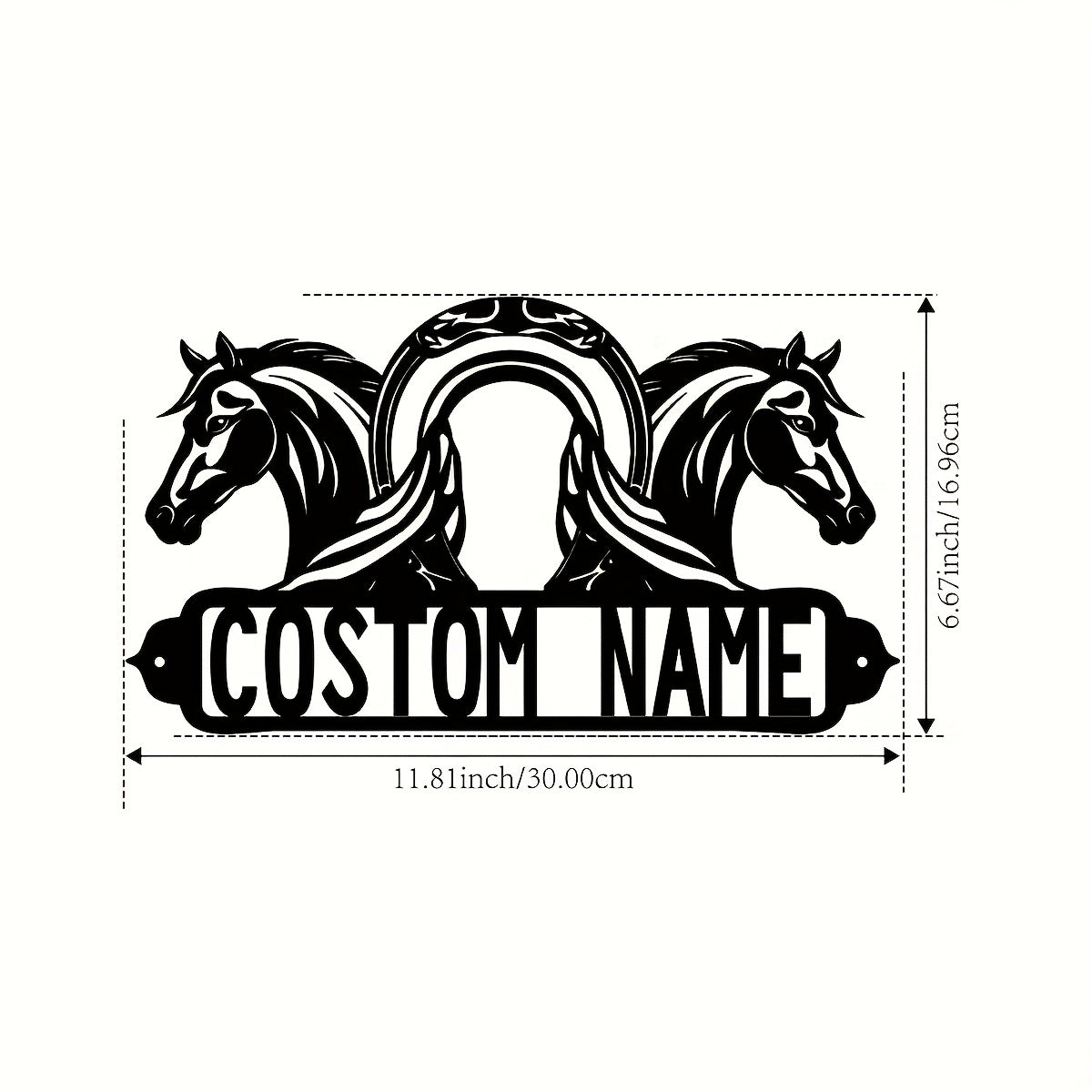 Customizable Black Iron Horse Wall Art Rustic Farmhouse Metal Sign for Home Office Porch Patio