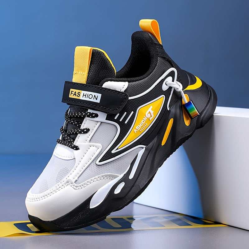 Unisex Geometric Pattern Sneakers for Kids Under 14 with PU Upper EVA Sole and Fabric Insole