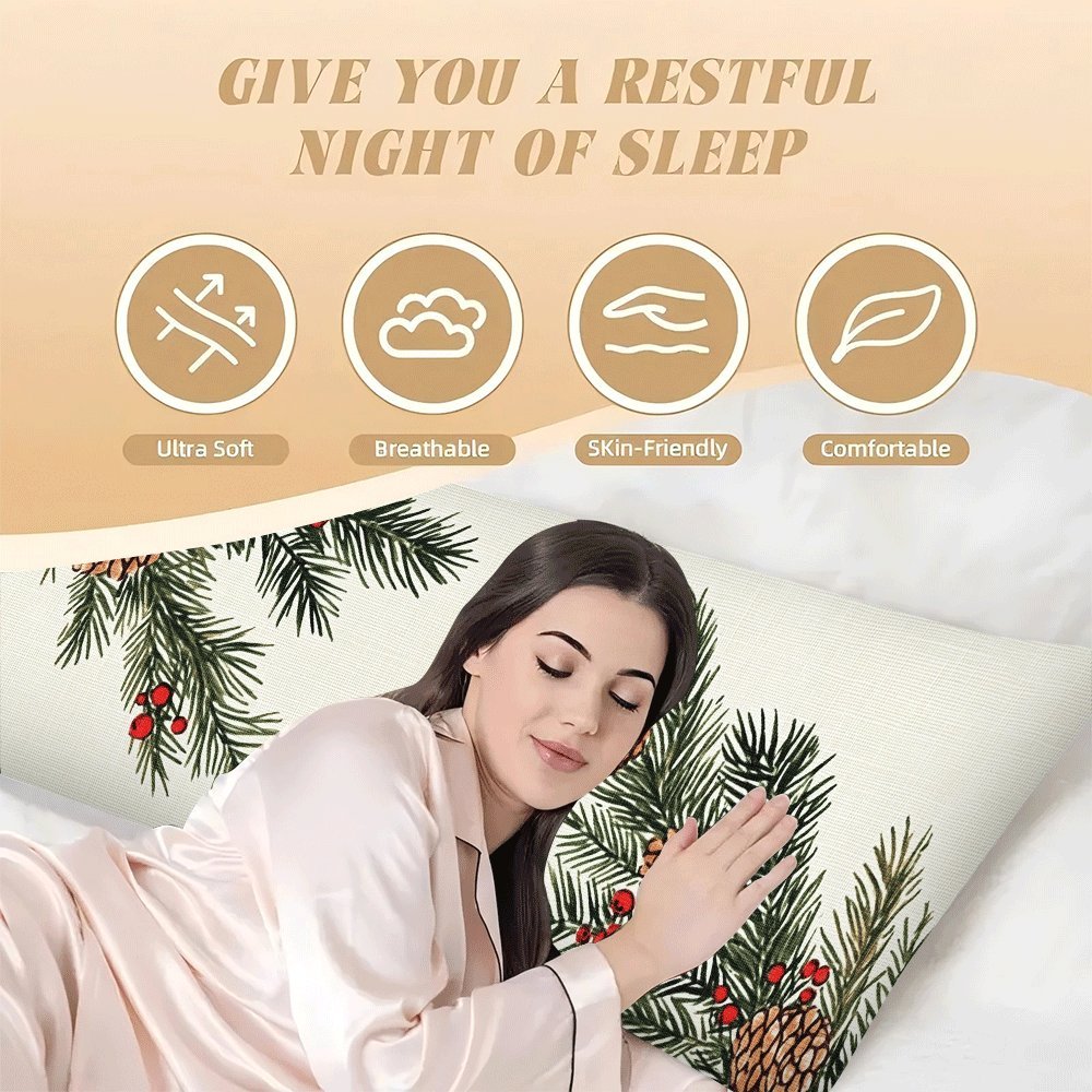 Funda de almohada de franela 137x51 cm con cremallera, lavable a máquina, diseño casual con piñón