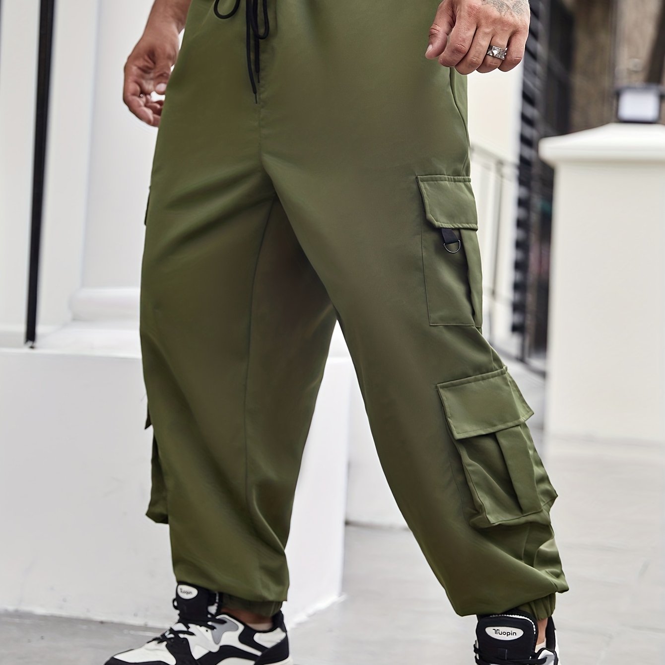 Men's Plus Size Cargo Pants with Pockets for Spring and Fall Fashion