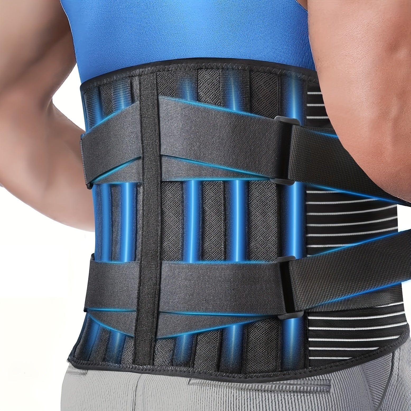 Cinturón ajustable con soporte lumbar transpirable para hombres y mujeres. Solo limpieza en seco