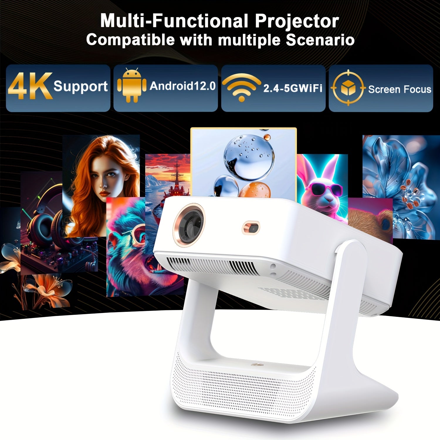 Домашний смарт-проектор с поддержкой 4K и 8-дюймовым сенсорным экраном