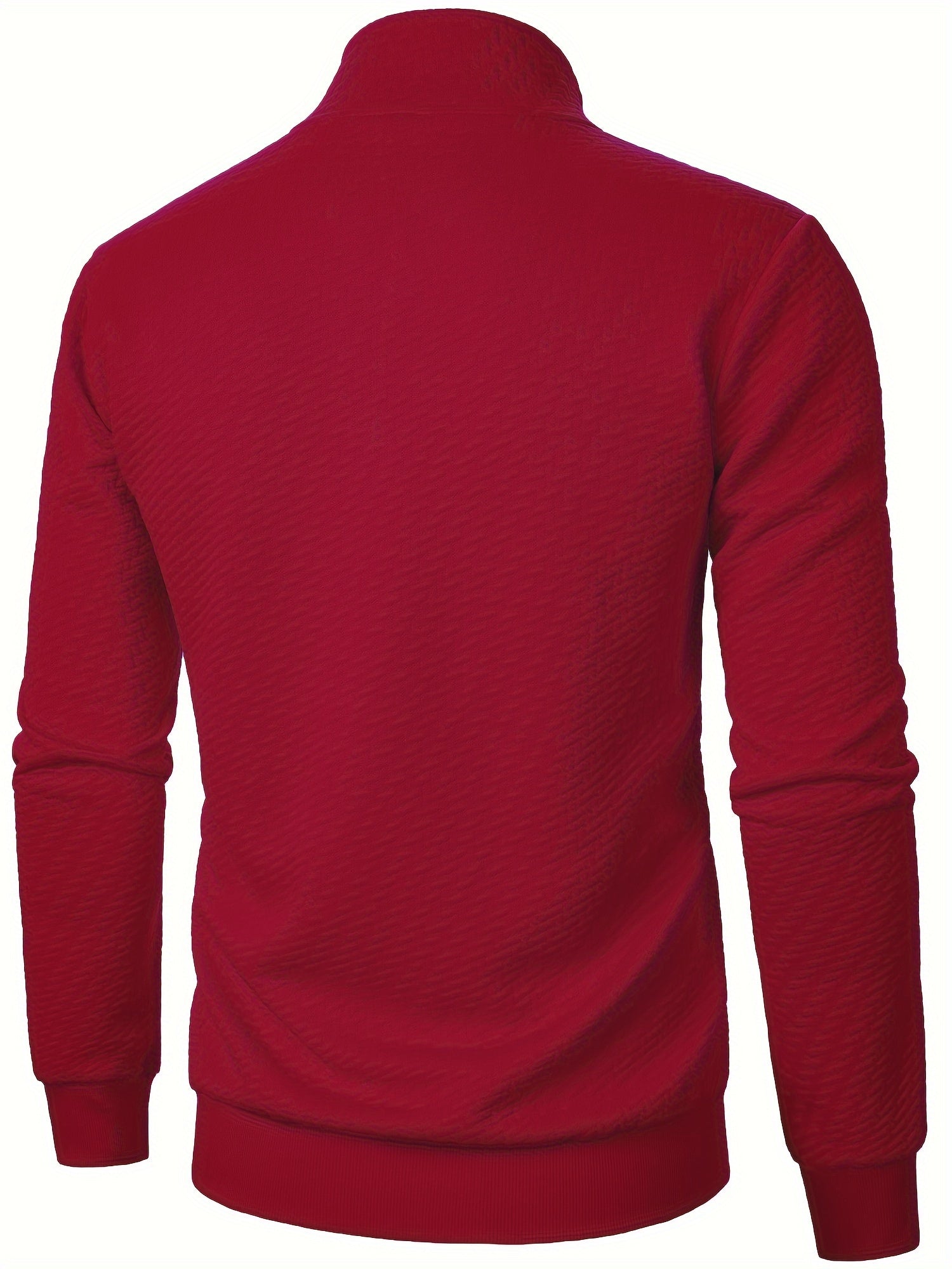 Men's Polyester Jacquard Zip Up Jacket with Stand Collar and Hoodie for Spring Fall Winter