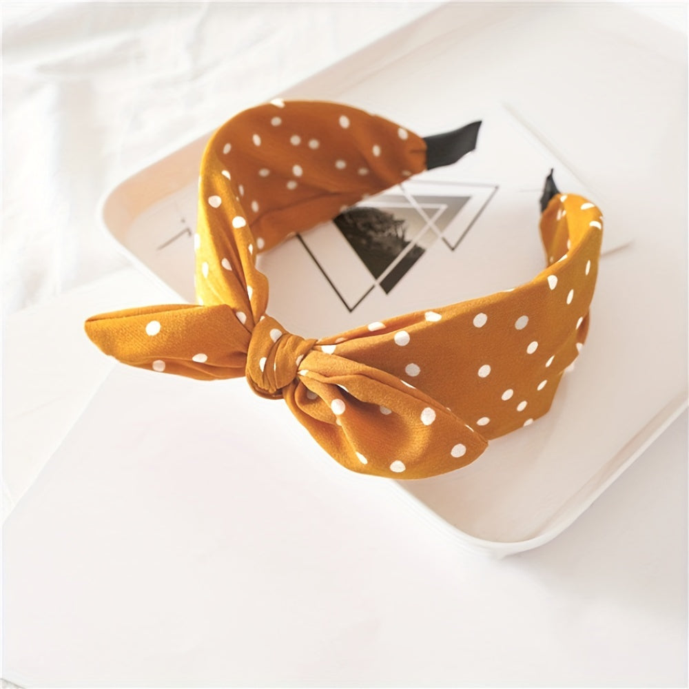 2 ta ayollar yozgi sochbog'lari to'plami, Polka Dot bilan bog'langan bowlar va quyon quloqlari bilan keng boshbog'lar, kundalik kiyim uchun