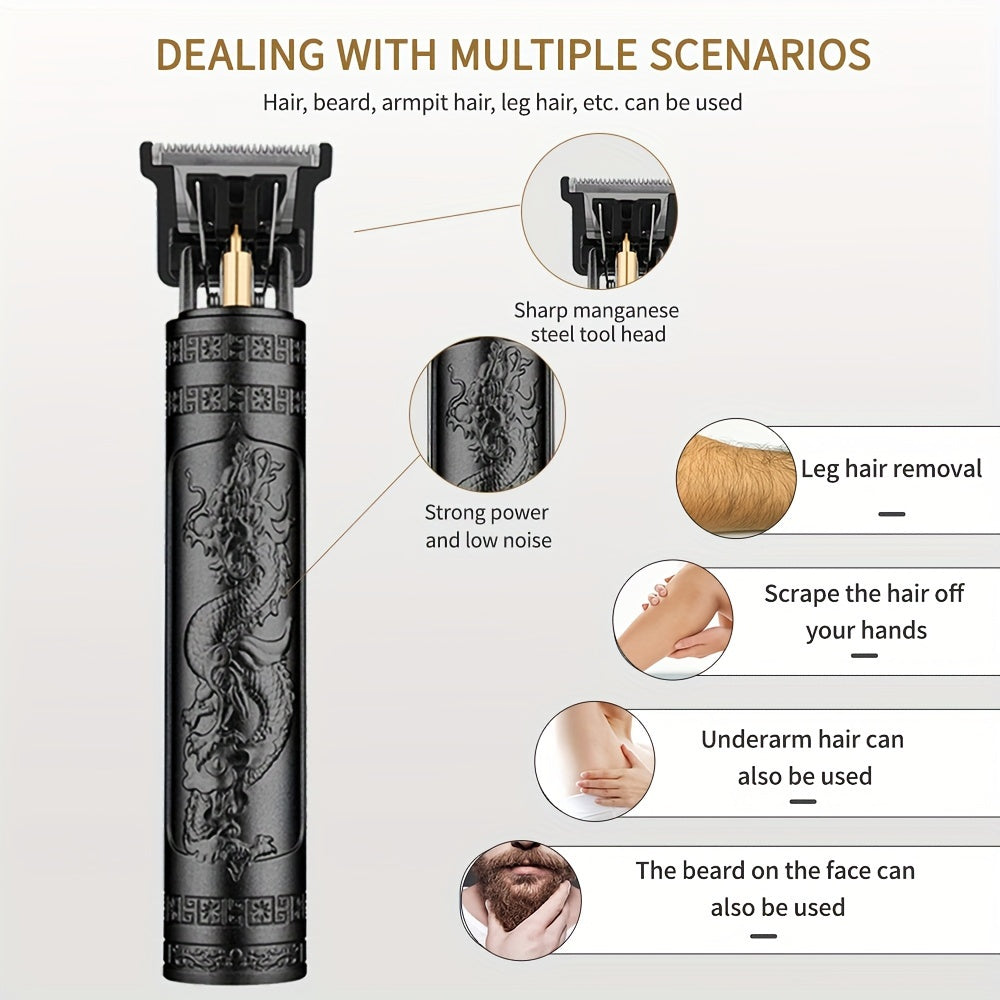 Wireless USB Charging Men's Hair Clipper with T-Shaped Blade Rechargeable Lithium Battery