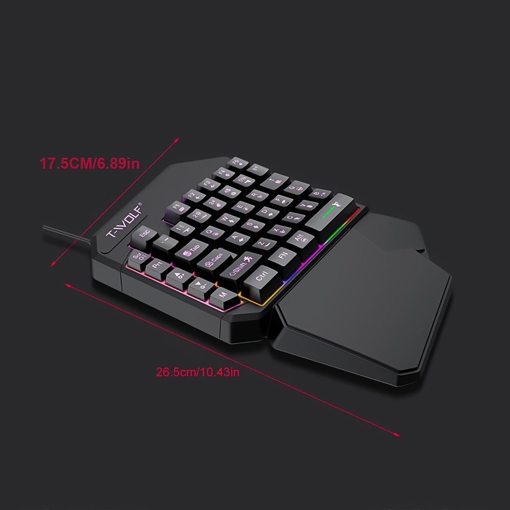 Wireless Mini Gaming Keyboard and Mouse Set with Colorful Backlighting 35 Keys for E-Sports