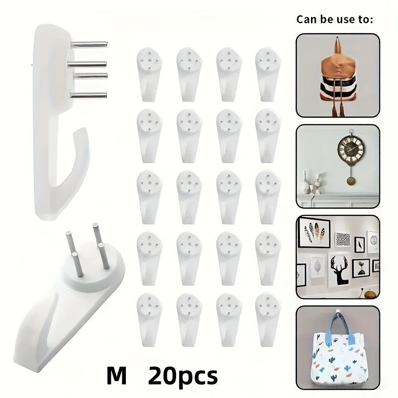 20-Pack Plastic Utility Hooks for Hard Walls Removable and Easy to Install