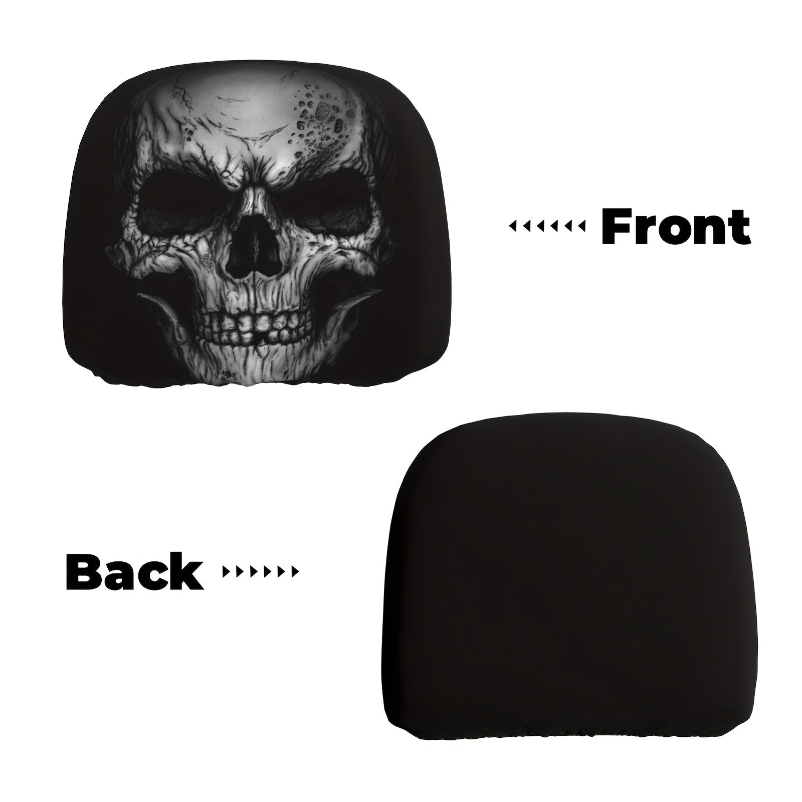 Universal Skull Print Car Seat Headrest Cover Black Stylish Accessory