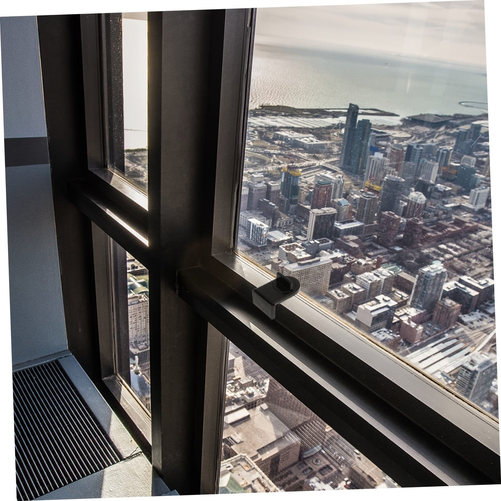 Adjustable Aluminum Alloy Window Lock with Anti-Pinch Safety Wedge for Home Office Car