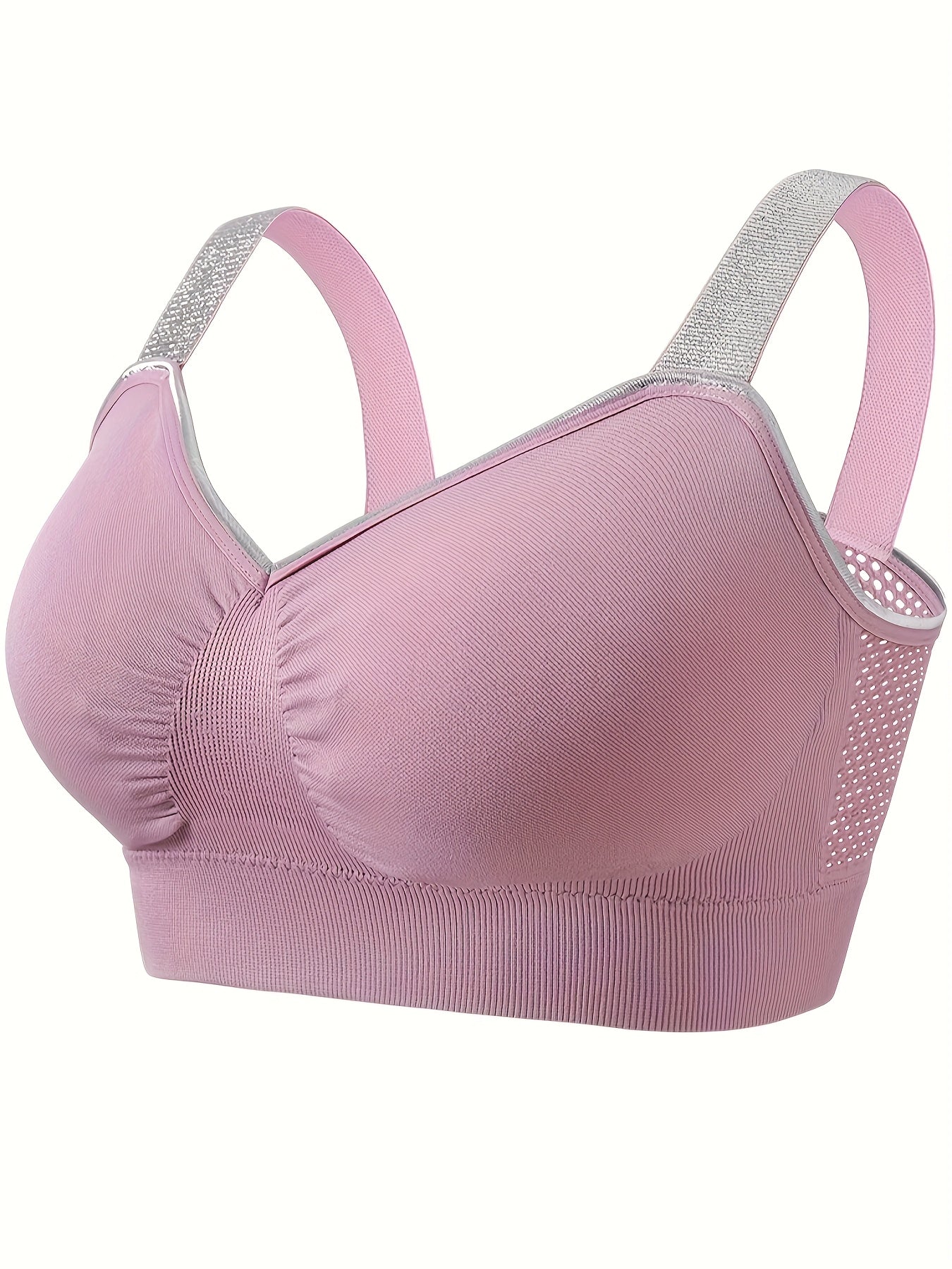 Women’s Summer Silvery Contrast Sports Bra Plus Size Breathable Lingerie