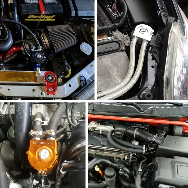 Универсальный алюминиевый комплект для масляного ловителя на 300 мл с перегородчатым резервуаром и воздушным фильтром