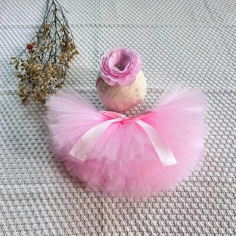 Conjunto de falda de tul rosa y diadema para niñas pequeñas, disfraz de ballet para bebé, accesorio para fotos de cumpleaños