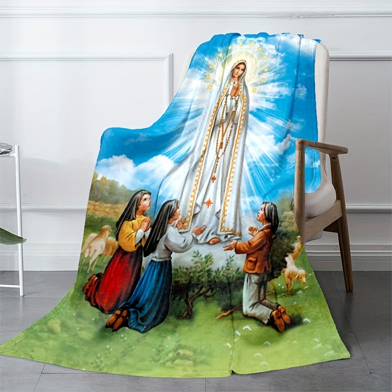 Manta de felpa con estampado de la Virgen María para sofá, cama, oficina, exterior, todas las estaciones