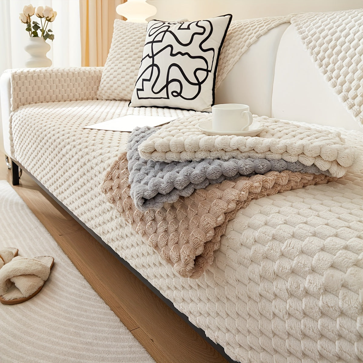 Чехол на диван из полиэстера для кресла до секционного, нескользящий, царапиноустойчивый, моющийся в машине, домашний декор