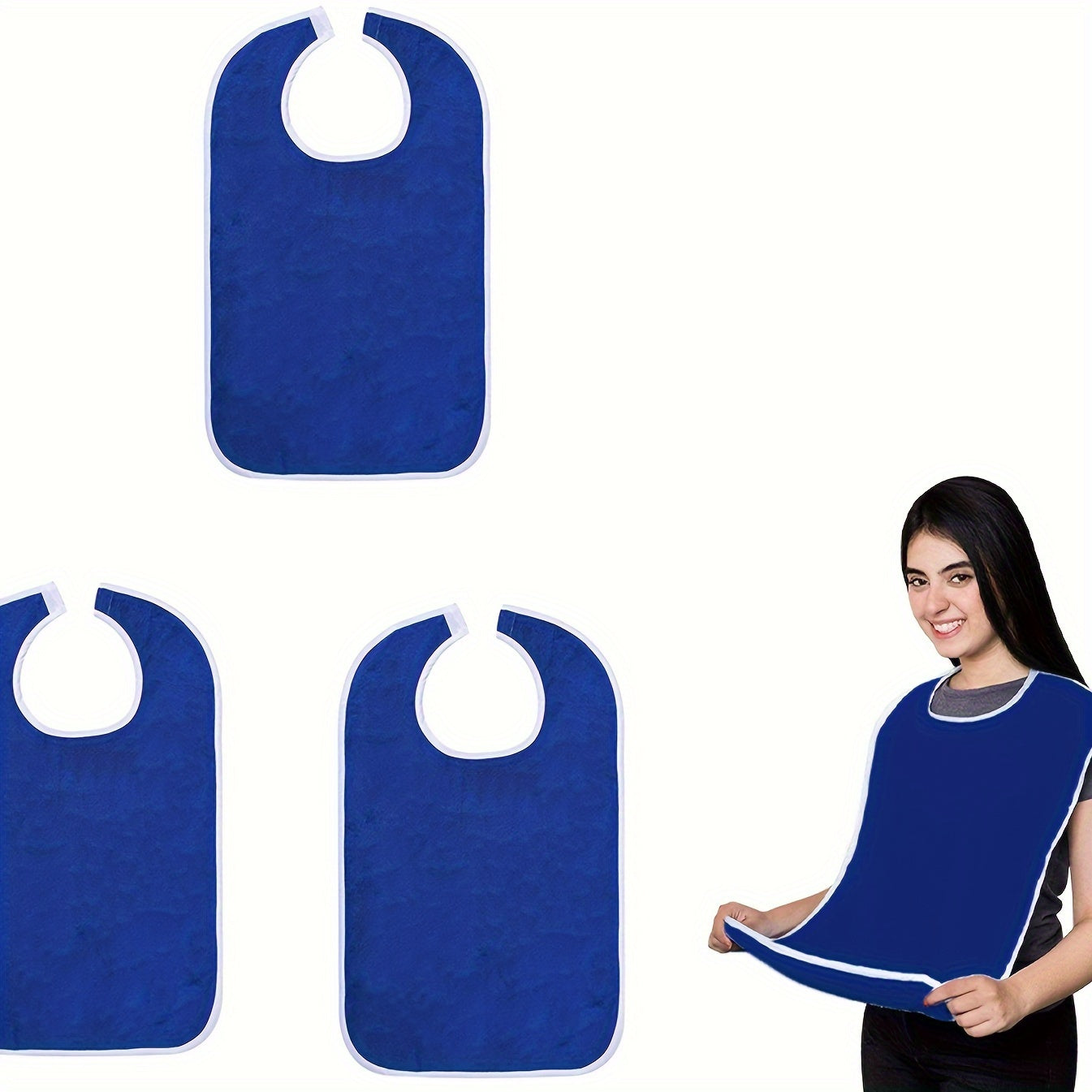 Adult Washable Reusable Bibs with Crumb Catcher for Elderly and Disabled