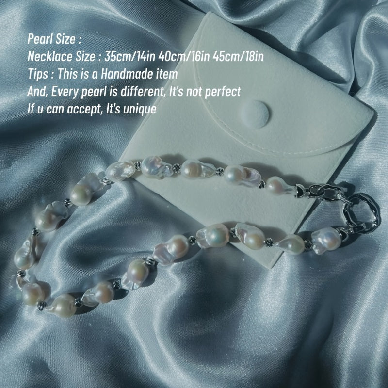 Freshwater Pearl Necklace 14mm-18mm White Baroque Handcrafted Jewelry for Mothers Day and Celebrations