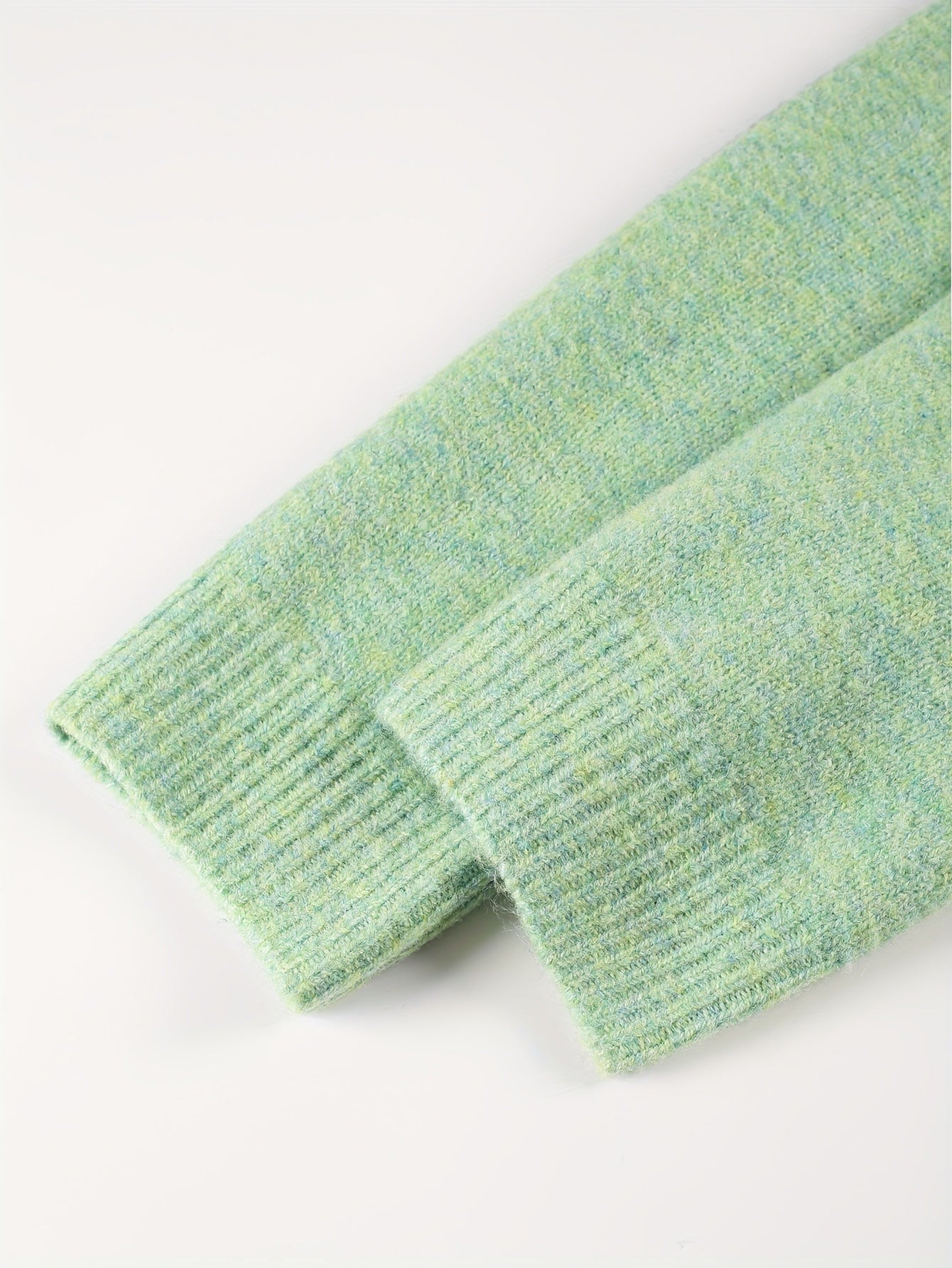 Plus Size Women's Light Green Cardigan Casual Crew Neck Long Sleeve