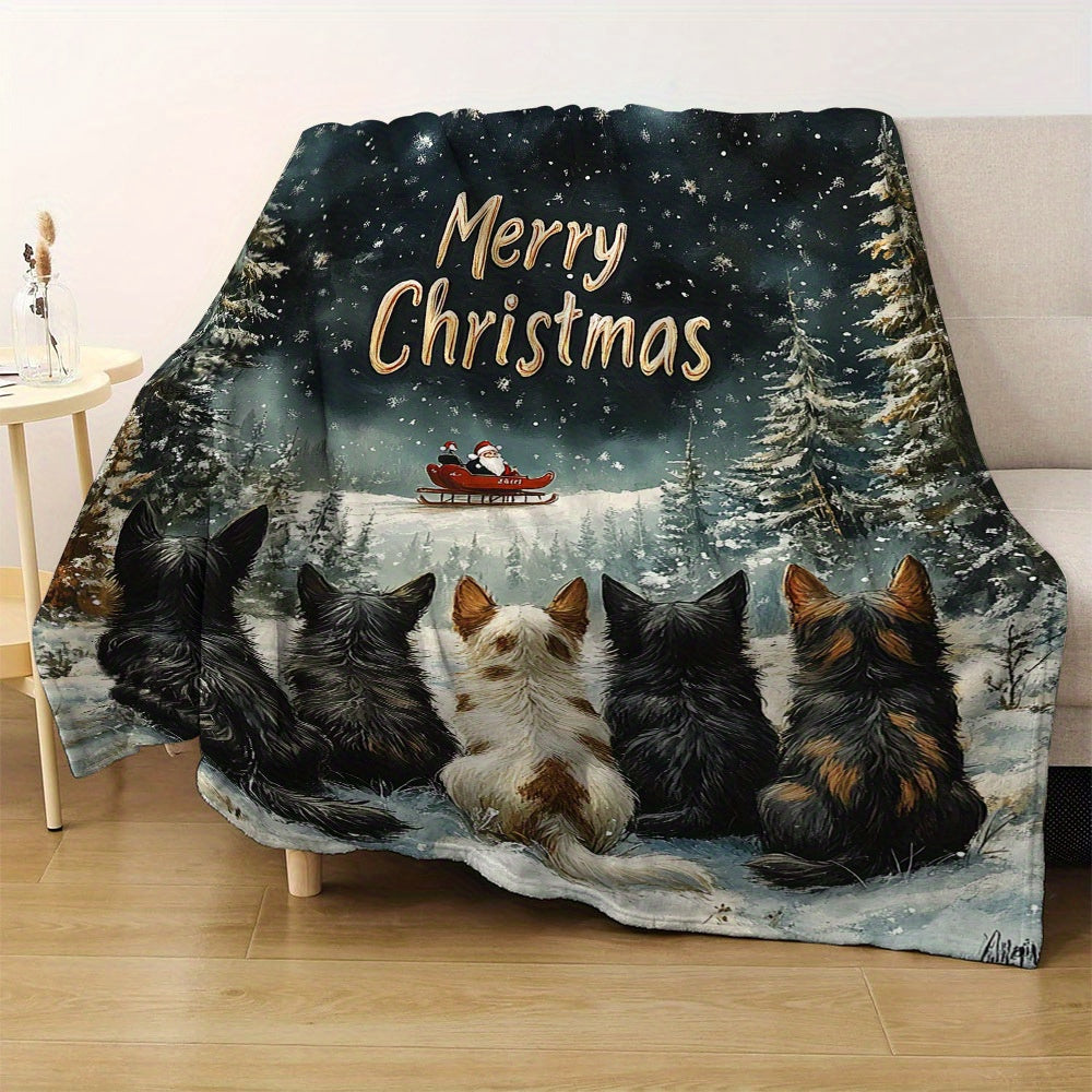 Dog Print Flannel Fleece Throw Blanket Soft Cozy All Seasons Machine Washable