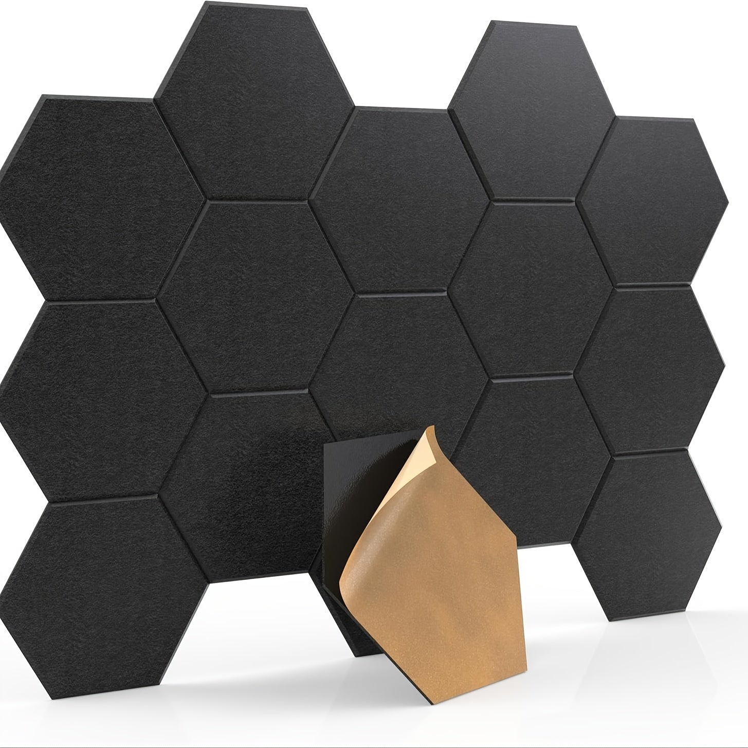Paneles acústicos autoadhesivos de diseño hexagonal 30.48cm x 25.4cm baldosas absorbentes de ruido