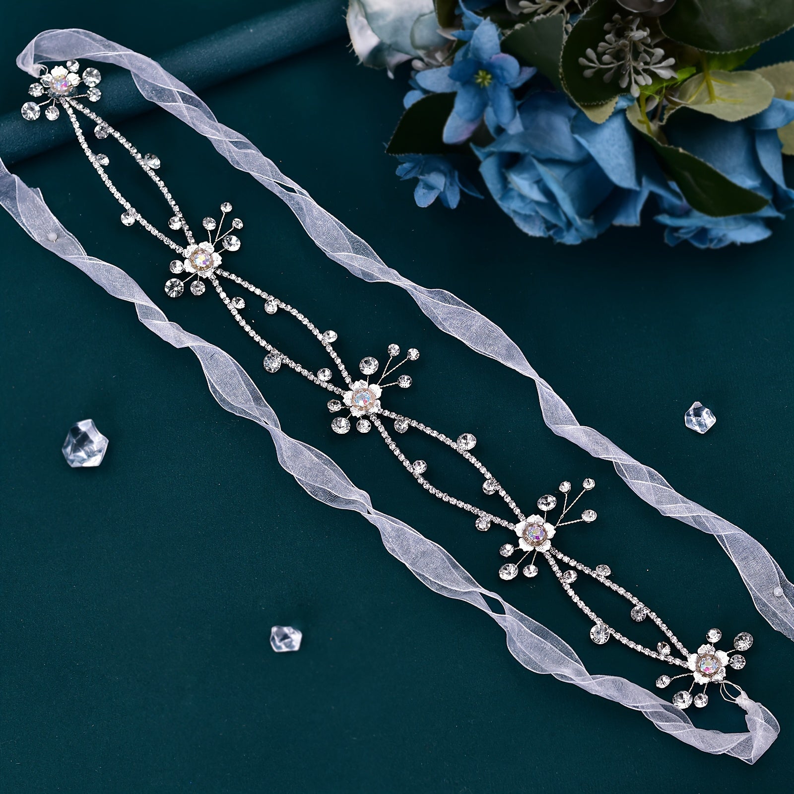 Women's Silver Rhinestone Cross Waist Belt for Wedding Gowns and Formal Outfits