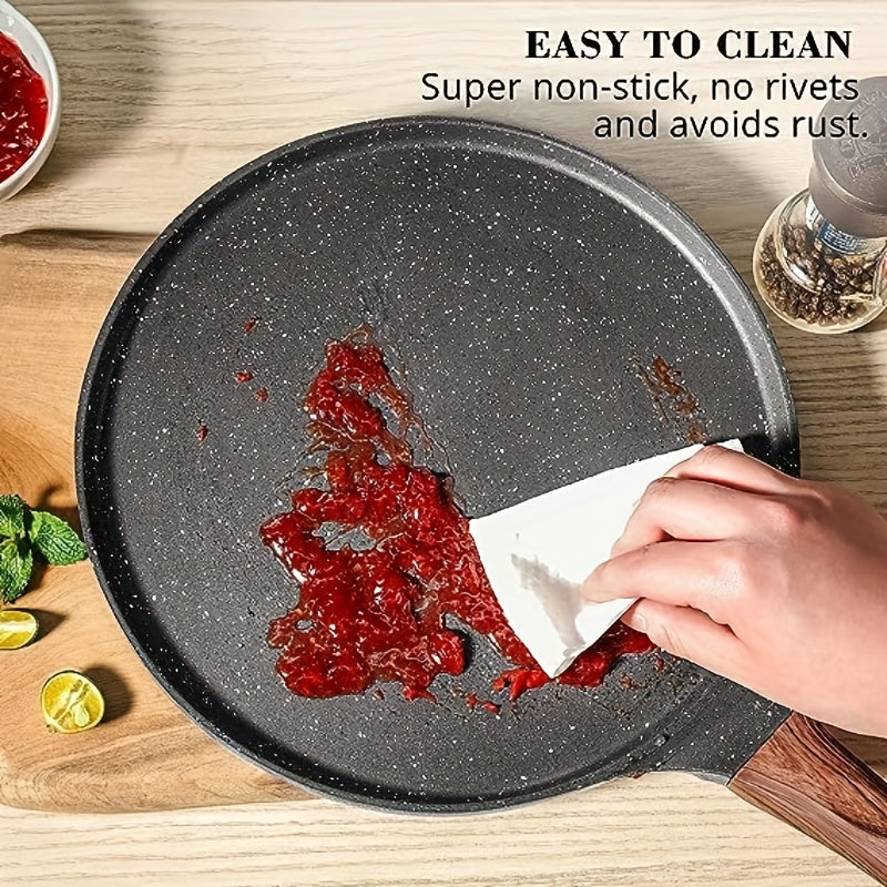 10-Inch Nonstick Crepe Pan with Swiss Granite Coating Aluminum Pancake Skillet Stay-Cool Handle Induction Compatible
