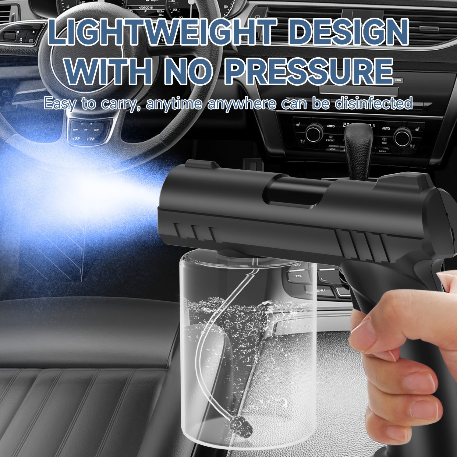 Nano Mist Sprayer Handheld Blue Light Atomization Gun with USB Rechargeable Battery and 8 Mist Patterns