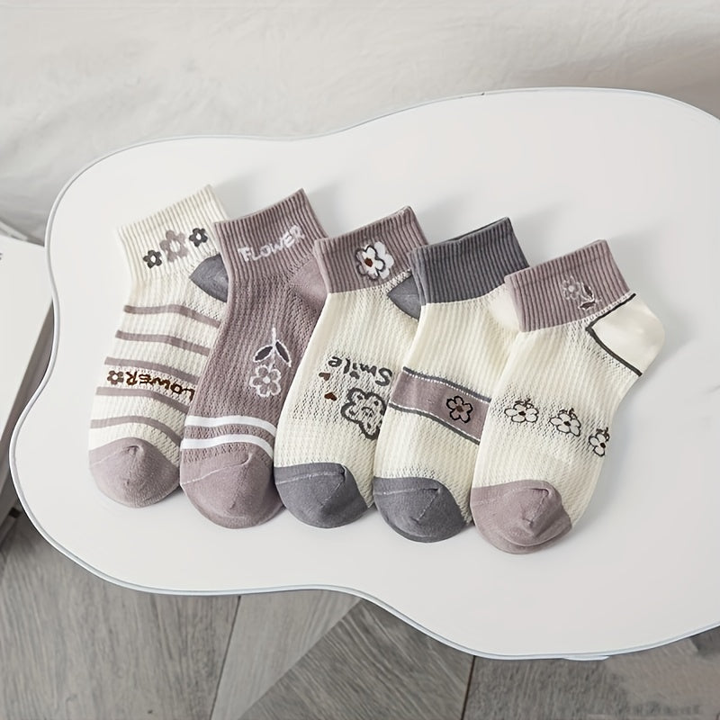 Women's Small Floral Knit Knee-High Socks 1 Pair Mid-Calf Hosiery