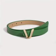 Women's Gold Belt with V-Shaped Buckle Minimalist Fashion Accessory