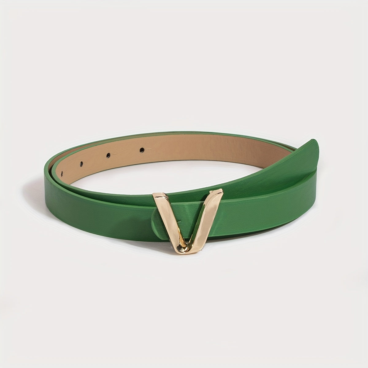 Women's Gold Belt with V-Shaped Buckle Minimalist Fashion Accessory