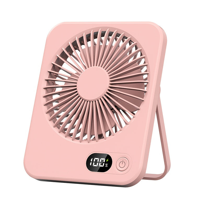 Portable USB Desktop Fan Black Pink 5-Speed Quiet Adjustable Mini Fan