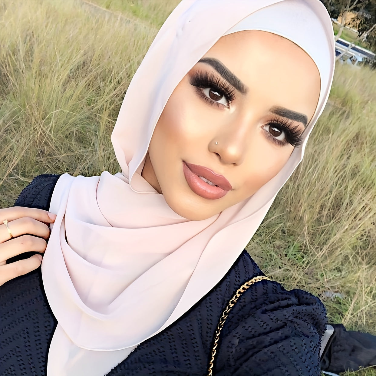 Solid Color Chiffon Hijab Lightweight Stylish Scarf for Women Eid Celebration