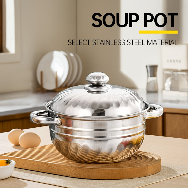 Set of Four Stainless Steel Cookware Pots with Floral Design for Induction Cooking