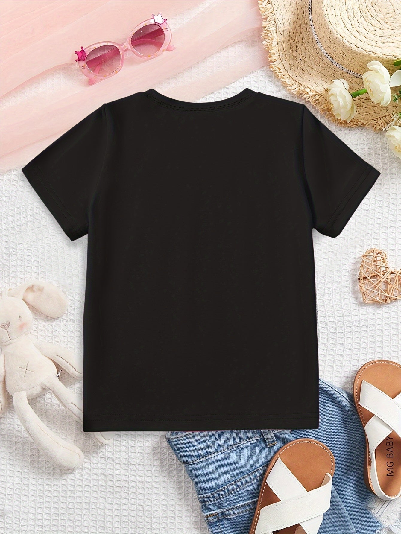 Boys Black Eid Mubarak T-Shirt Short Sleeve Mosque Stars Print Summer Casual Top