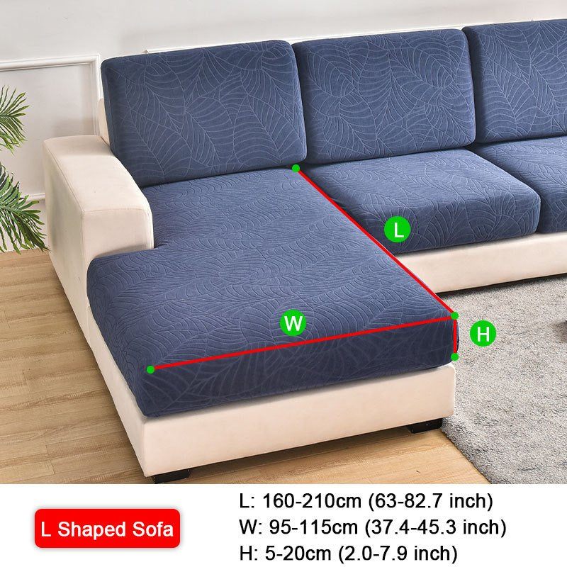 Waterproof Jacquard Sofa Cushion Cover with Leaf Pattern for 1/2/3-Seater and Sectional Sofas Machine Washable Living Room Home Decor