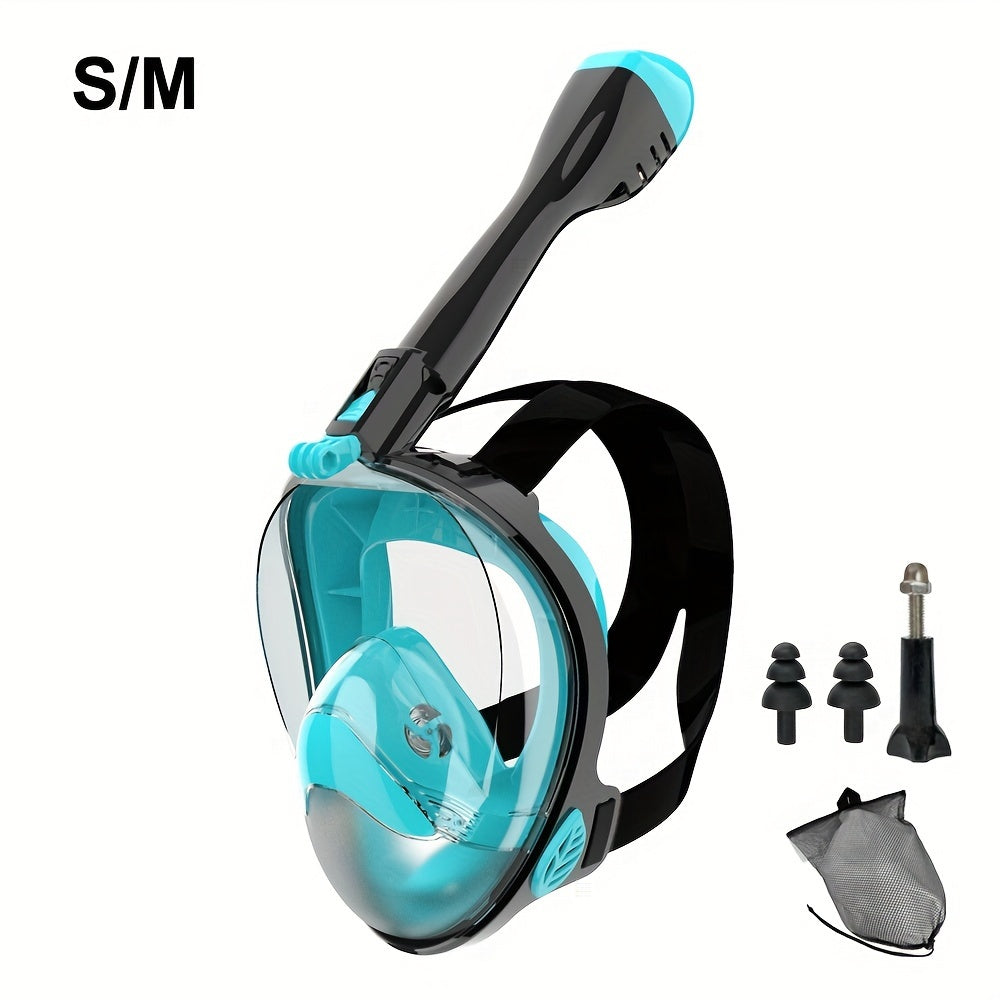 Kattalar uchun Silikon Snorkeling maskasi 180° panoramik ko‘rinish, suv o'tkazmaydigan, anti-fog, qora