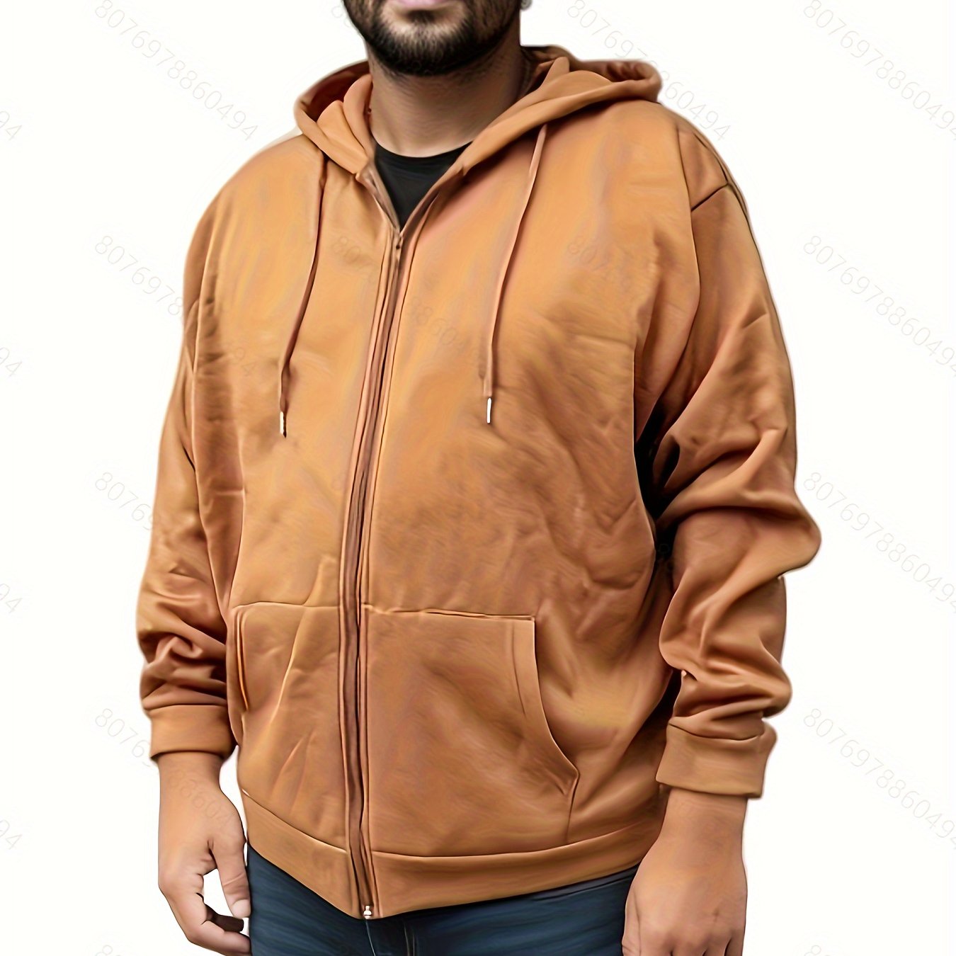 Men's Relaxed Fit Zip-Up Hoodie with Pocket and Hooded Style for Casual Sportswear