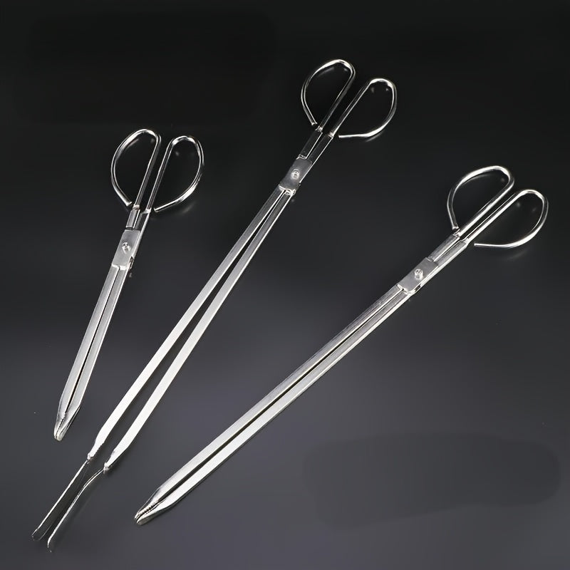 Stainless Steel Tongs with Non-Slip Head, Extended Handle, Wide Grip for Kitchen Camping and Garbage