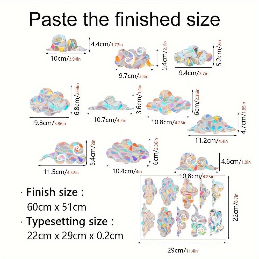 Star-Shaped Cloud Window Clings Anti-Collision Bird-Safe Glass Decals