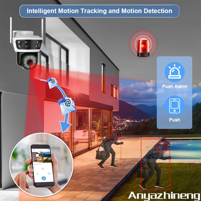 Wireless Security Camera 1080p Panoramic Night Vision Motion Detection Two-Way Audio PTZ