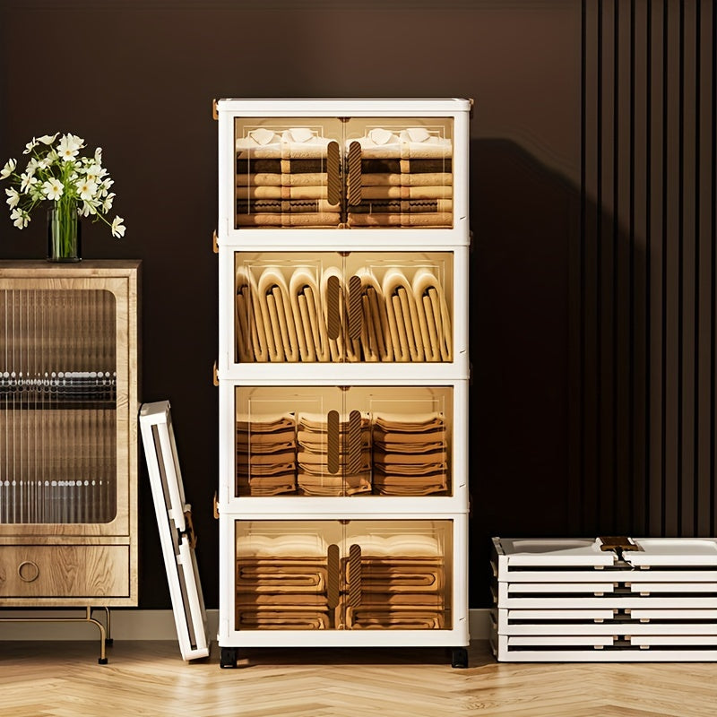 Складные пластиковые контейнеры для хранения на 5 уровней с крышками и колесами для шкафов, ванных комнат, офисов и общежитий.