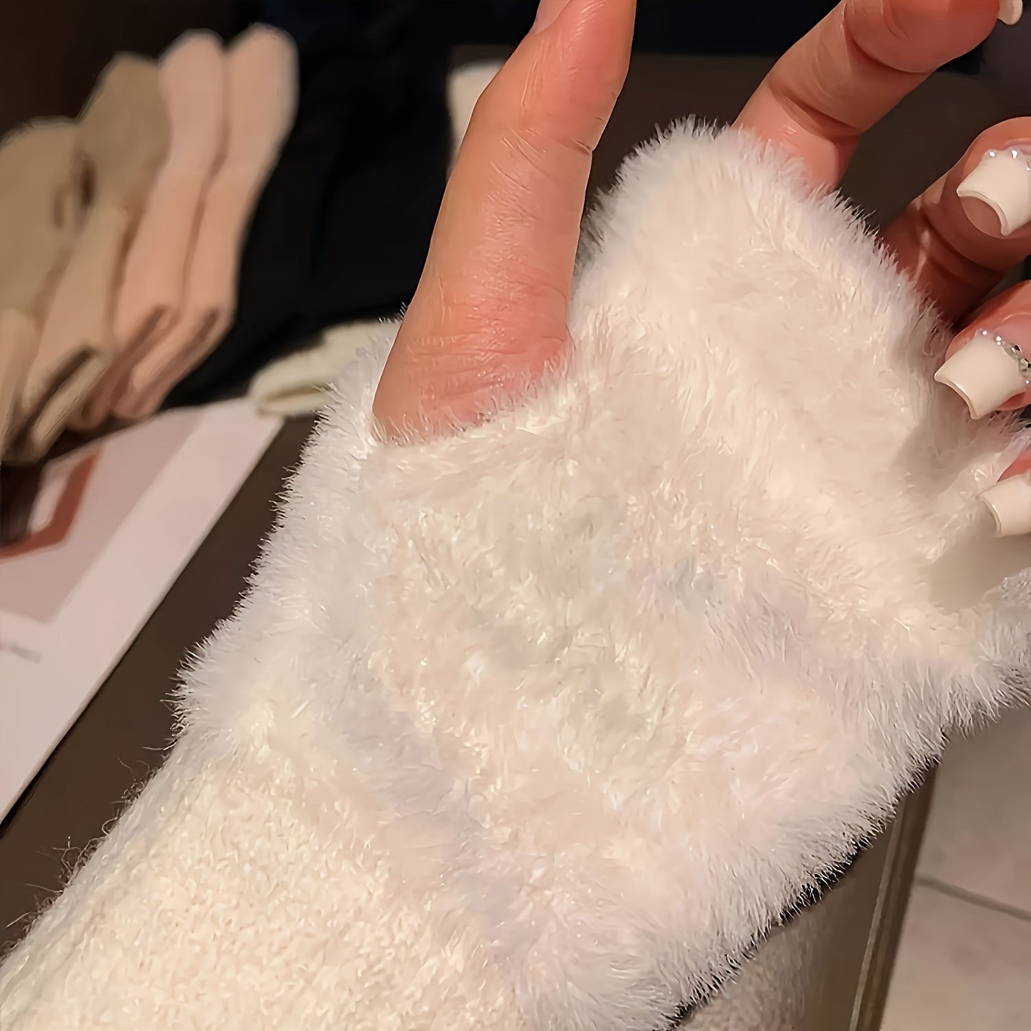 Soft Knit Fingerless Gloves for Women with Elastic Wrist for Cold Weather